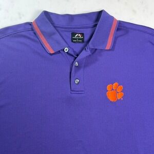 Pro Player Clemson Tigers Polo Mens Large Purple NCAA Short Sleeve Excellent
